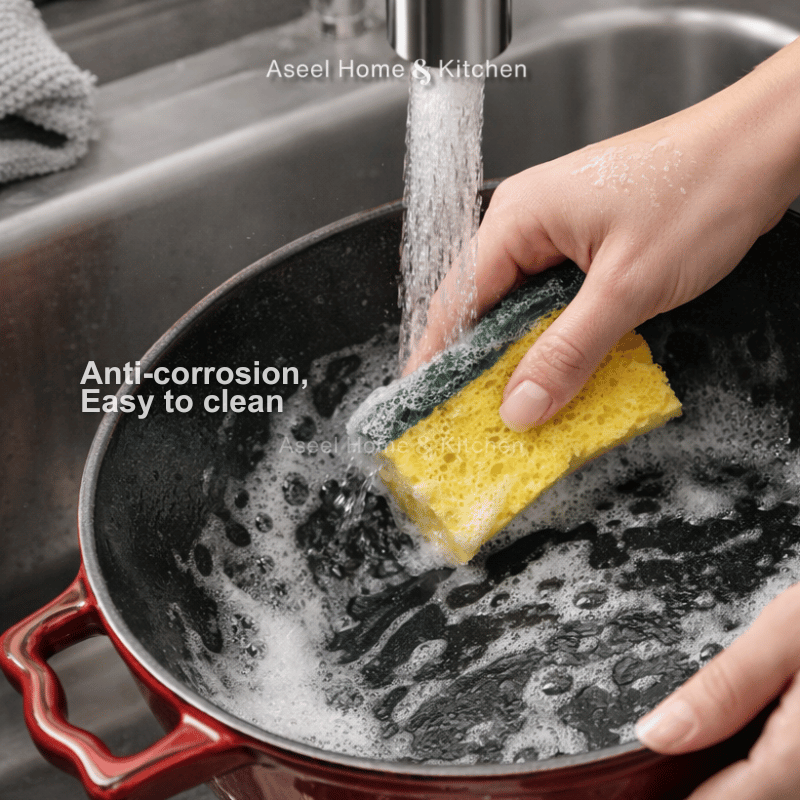 Burgundy Enamelled Cast Iron Casserole Pot with Lid