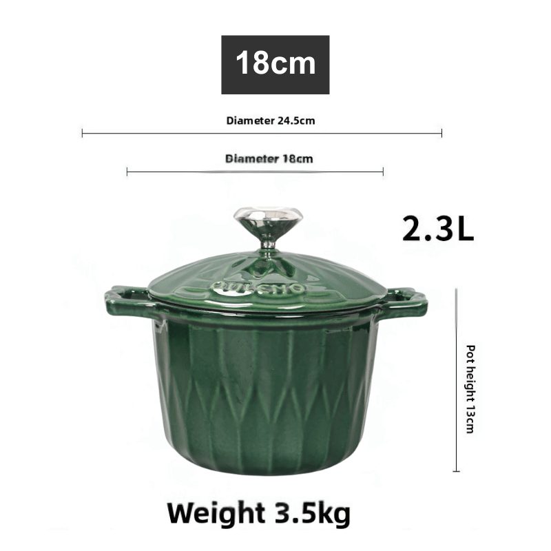 Emerald Enamelled Cast Iron Casserole Pot with Lid