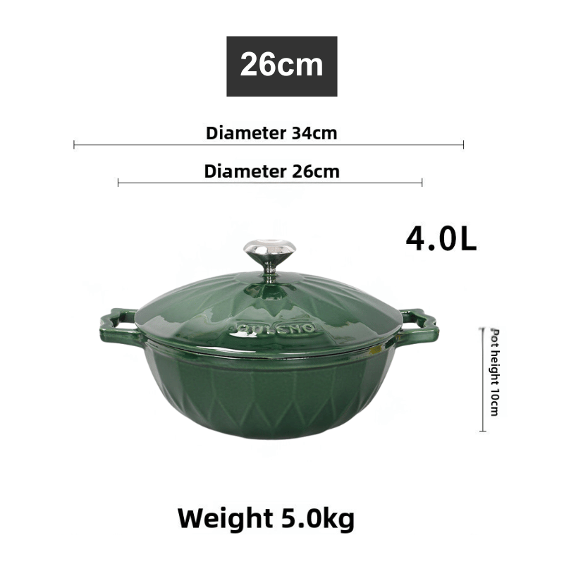 Emerald Enamelled Cast Iron Casserole Pot with Lid