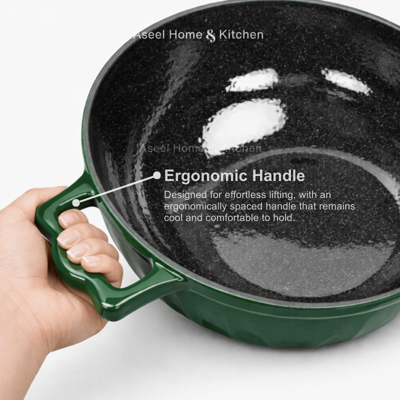 Emerald Enamelled Cast Iron Casserole Pot with Lid