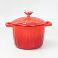 Chinese Red Enamelled Cast Iron Casserole Pot with Lid