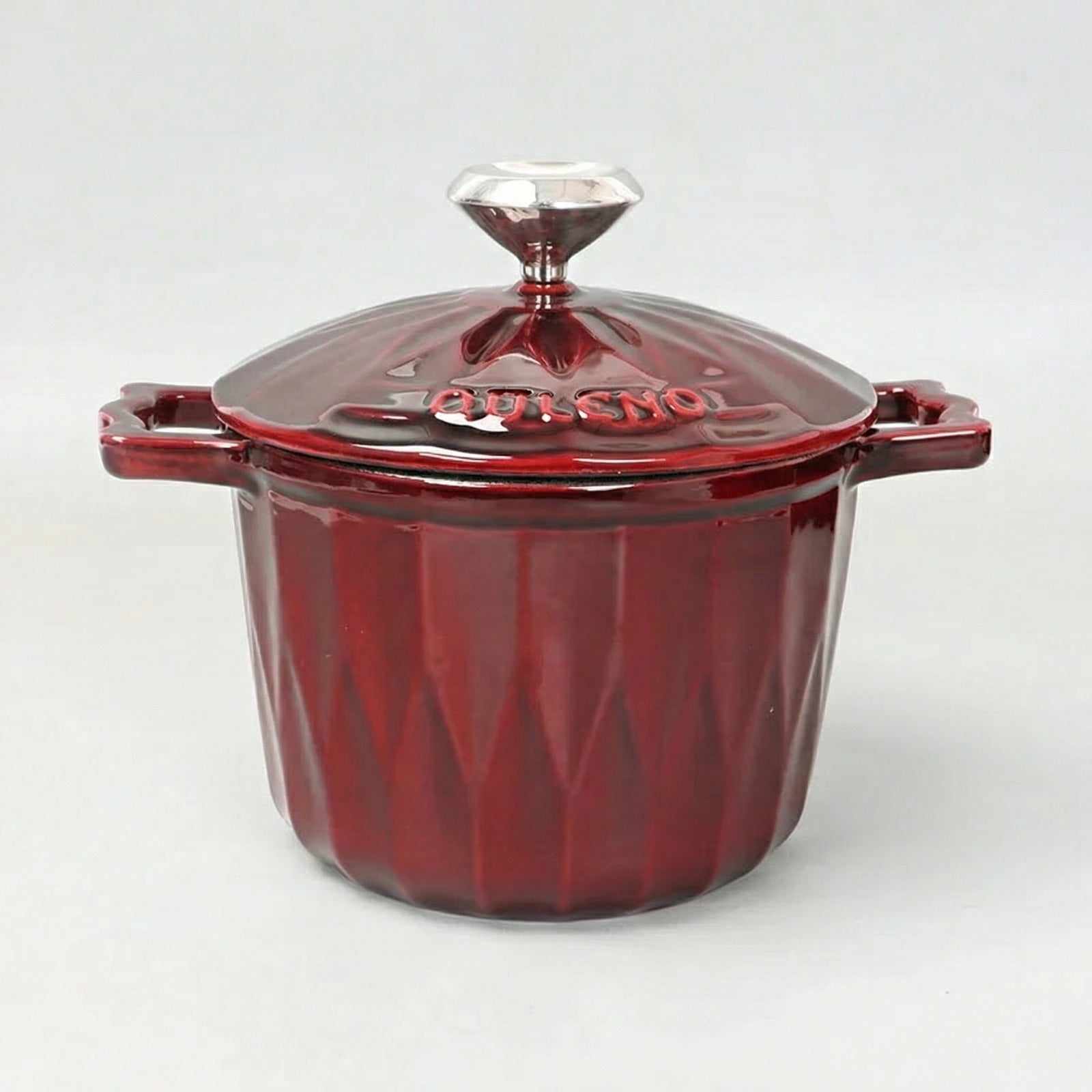 Burgundy Enamelled Cast Iron Casserole Pot with Lid